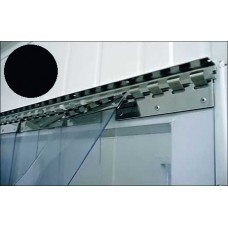 Lamelové clony - PVC závěsy - 200x2mm černé neprůsvitné PVC pásy typ normál - překrytí na dva háky - 80% - 8cm - cena na bázi m2 